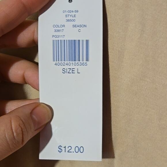 NWT Karen Scott Tan Crew Neck T-Shirt | Size Large [0120] - Picture 4 of 7